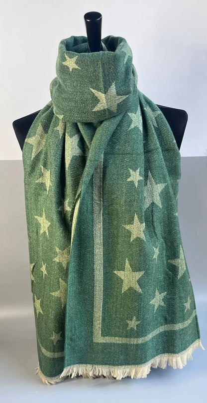 Jess & Lou Soft Star Plush Scarf Green Green