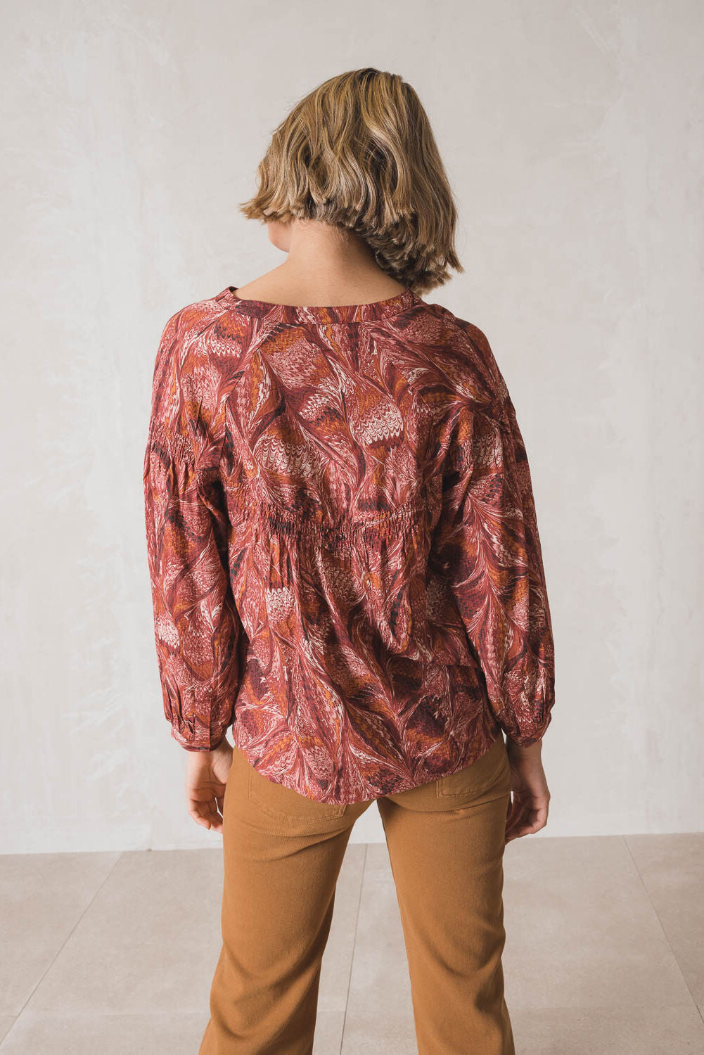 Indi & Cold Bordeaux Swirl Blouse Red