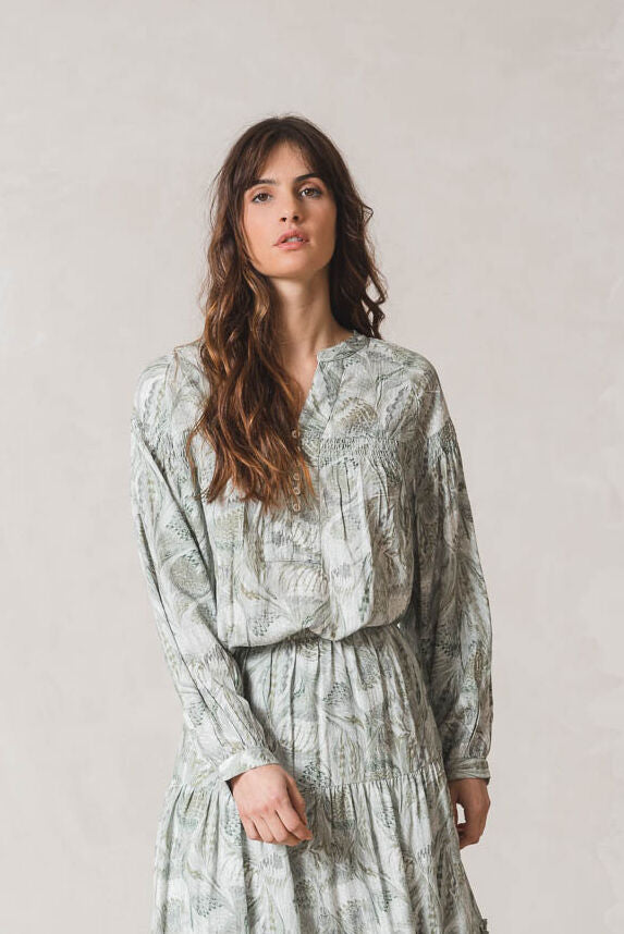 Indi & Cold Sage Swirl Blouse Green