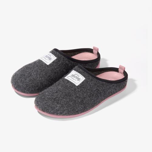 Mercredy Felt Slippers Black and Rose