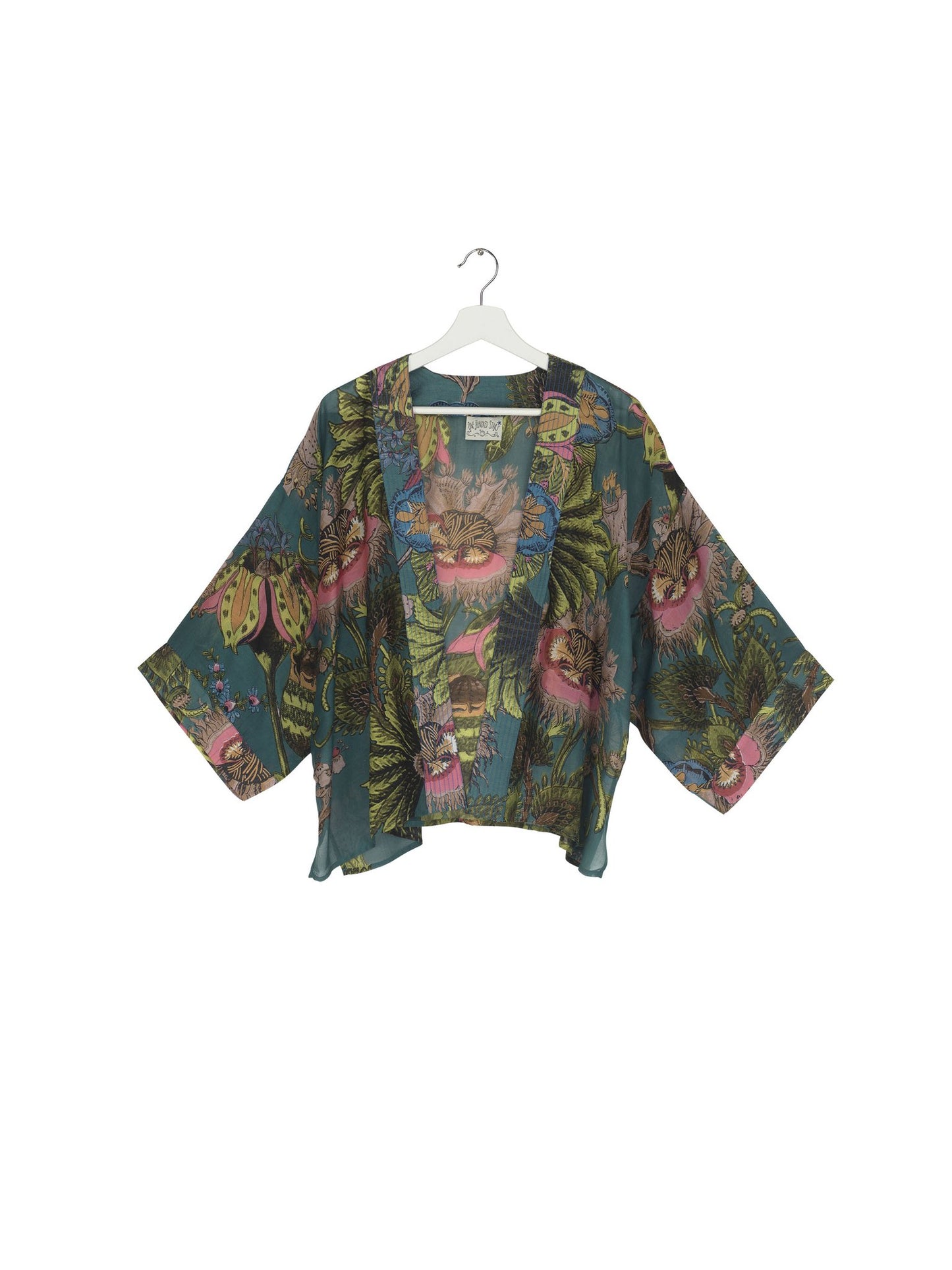 One Hundred Stars Eccentric Blooms Kimono Teal