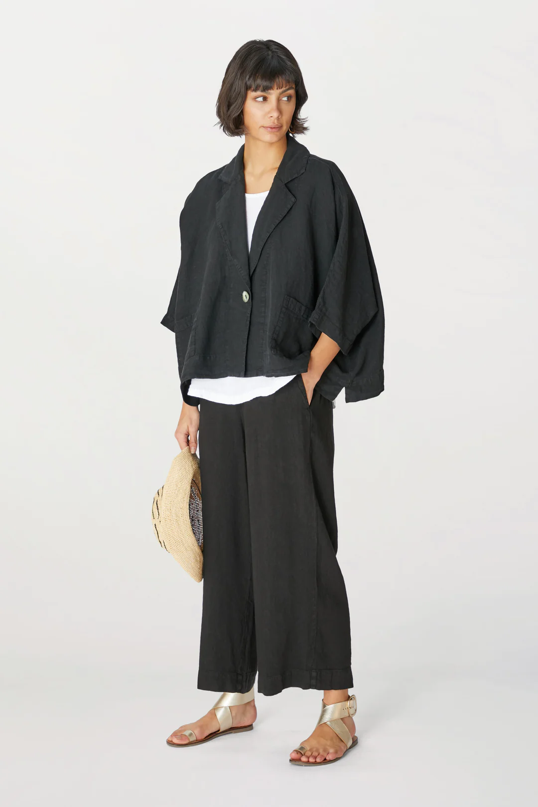 Sahara Organza Linen Boxy Jacket Black 