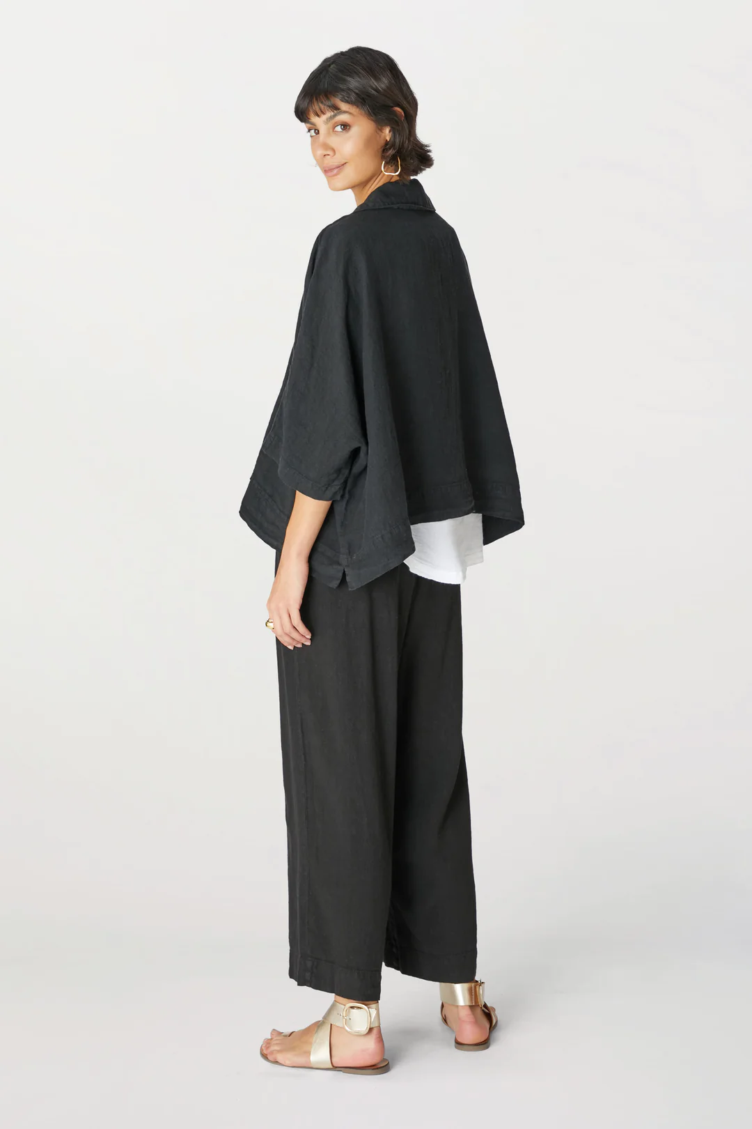 Sahara Organza Linen Boxy Jacket Black 