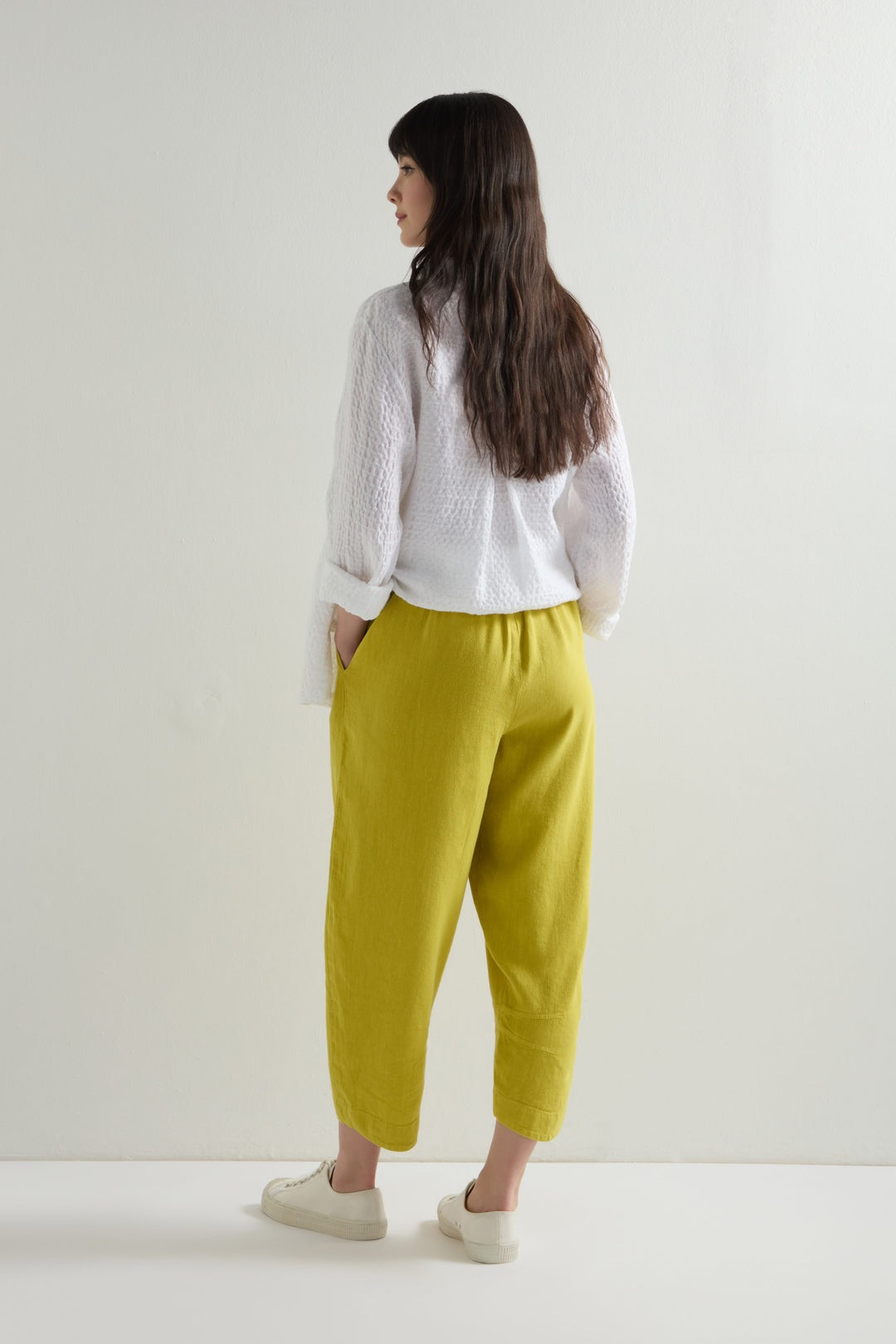 Crop Twisted Linen Bubble Trousers