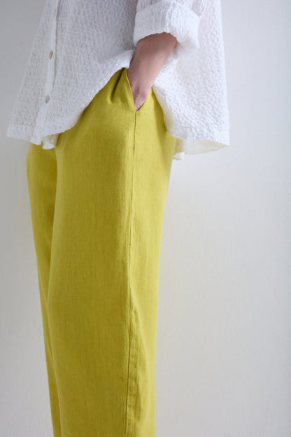 Crop Twisted Linen Bubble Trousers