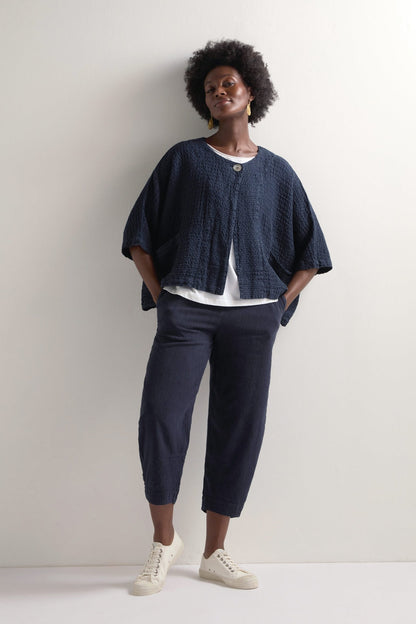 Crop Twisted Linen Bubble Trousers