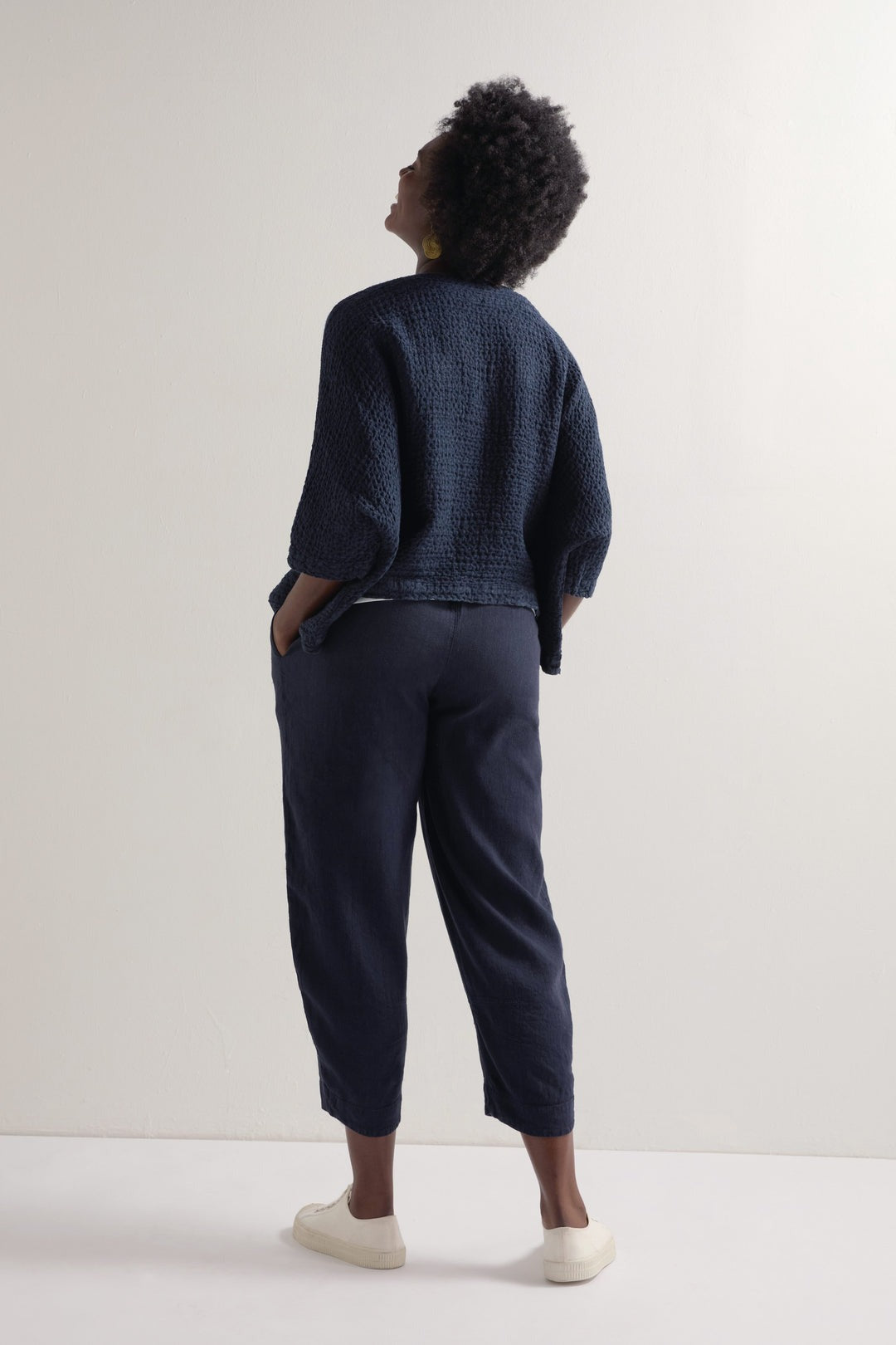 Crop Twisted Linen Bubble Trousers