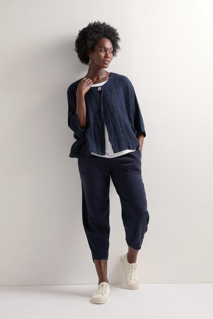 Crop Twisted Linen Bubble Trousers