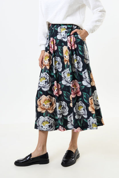 Lizea Peonies Pleated Midi Skirt