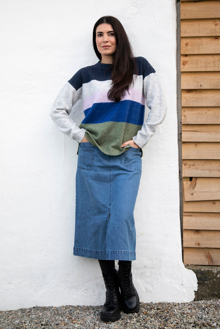 Lily and Me Penrose Denim Skirt Blue