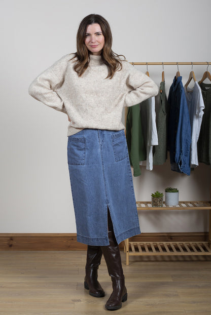 Lily and Me Penrose Denim Skirt Blue