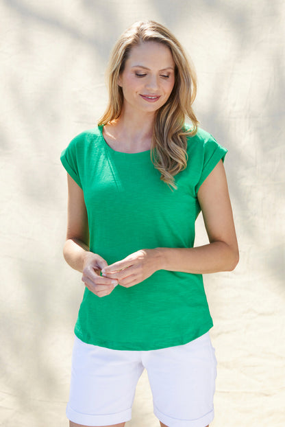 Lily and Me Green Surfside Tee Plain Green