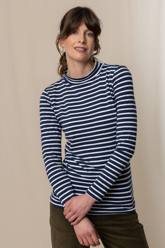 Stripe Ruth Turtle Neck Top