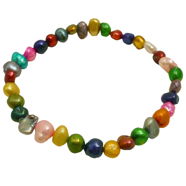 Lotus Feet Rainbow Pearl Bracelet Blue