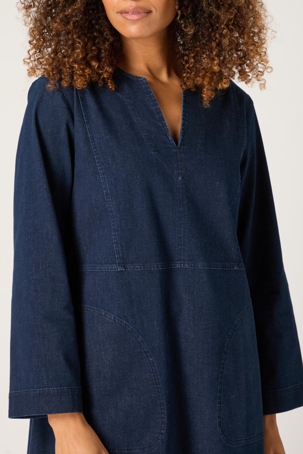 Stretch Denim Pocket Dress