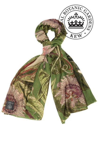 One Hundred Stars Kew Passion Flower Scarf Green