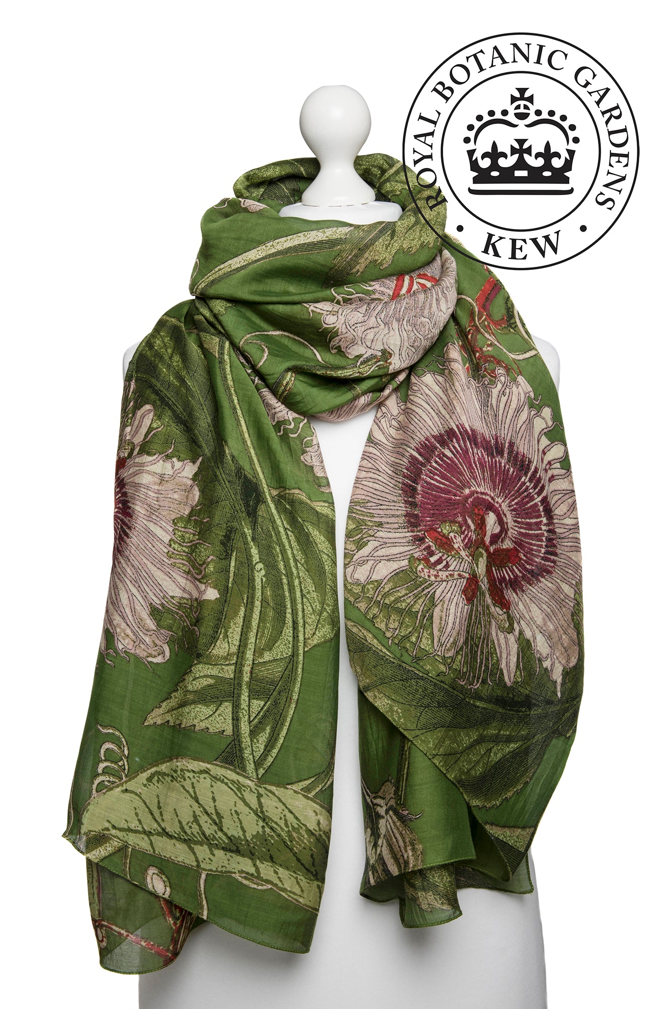 One Hundred Stars Kew Passion Flower Scarf Green