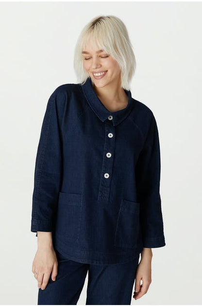 Sahara Stretch Denim Smock Top