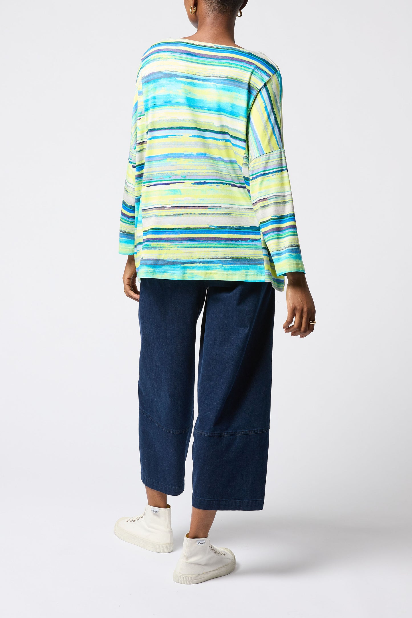 Sahara Cyan Stripe Jersey Top Cyan