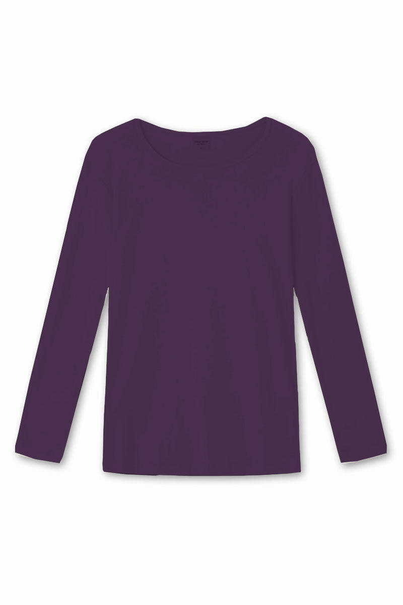 By Basics Round Neck Cotton Top Aubergine