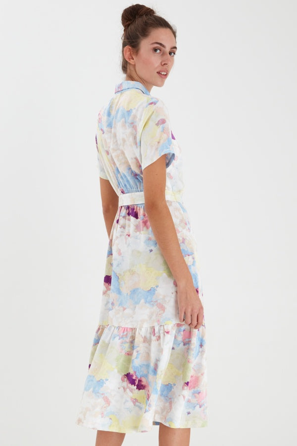 Ichi Cloudy Dress Multi Coloured