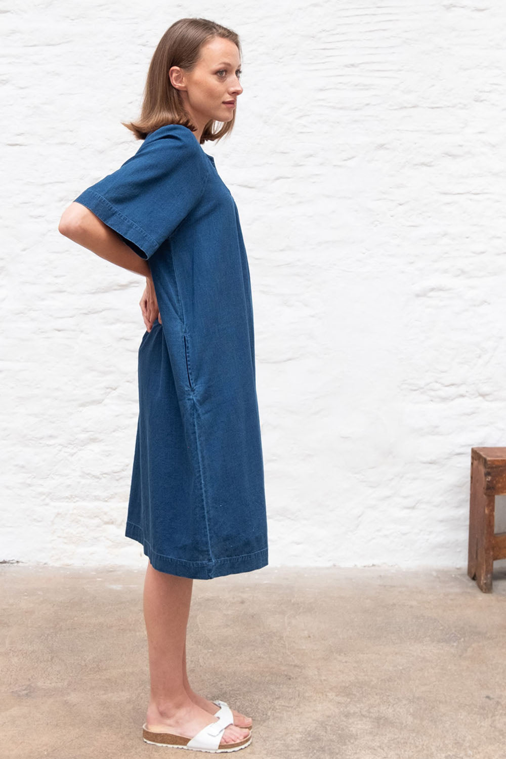 Bibico Hara Pull On Dress Textured Denim