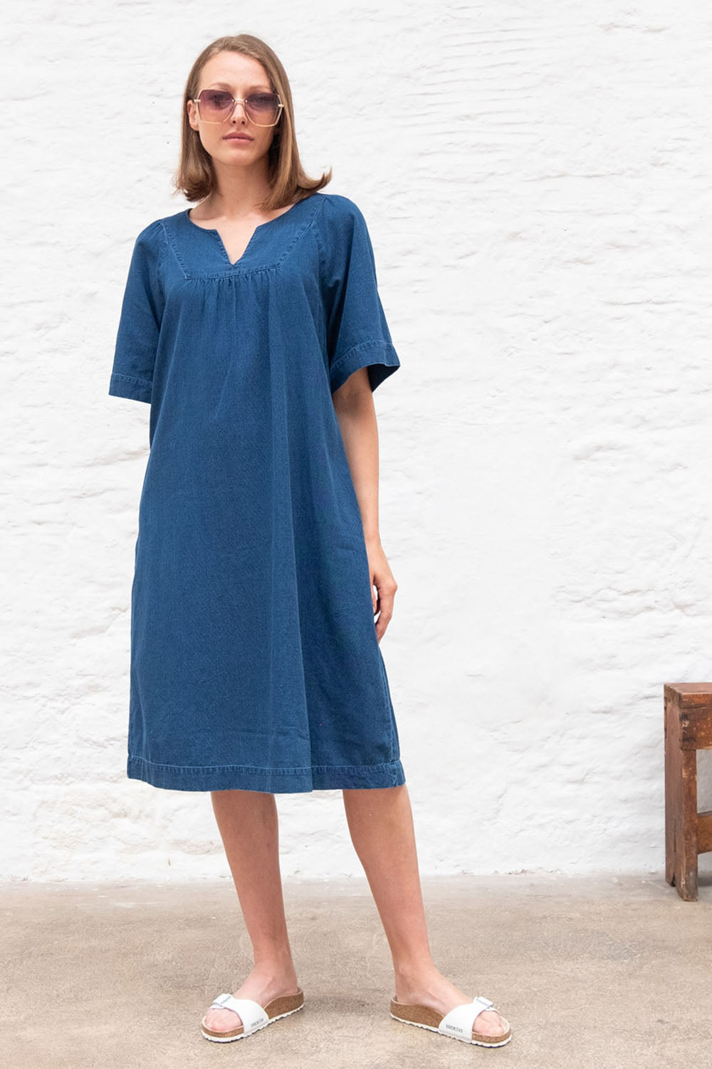 Bibico Hara Pull On Dress Textured Denim