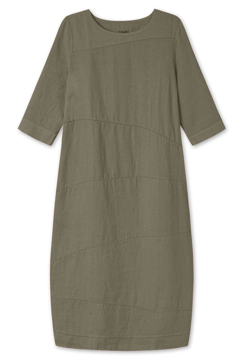 By Basics Long Cuttings Dress Capers Green