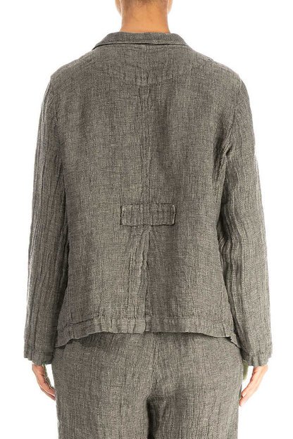 Buttoned Crosshatch Linen 71055 Jacket