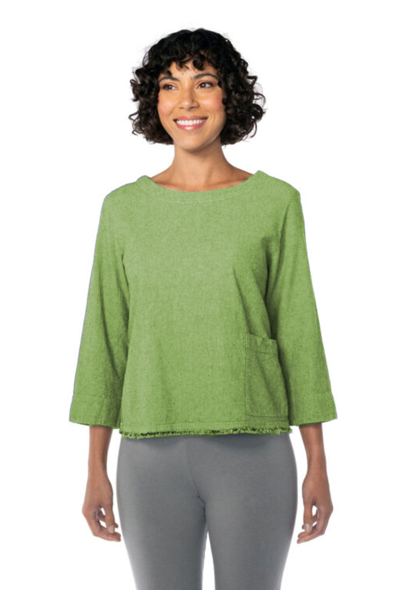 Cut Loose Crosshatch Shell Pocket Top Absinthe Off-White