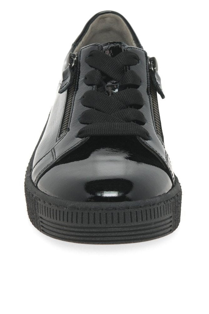 Gabor Shoes Wisdom Black Patent Trainer