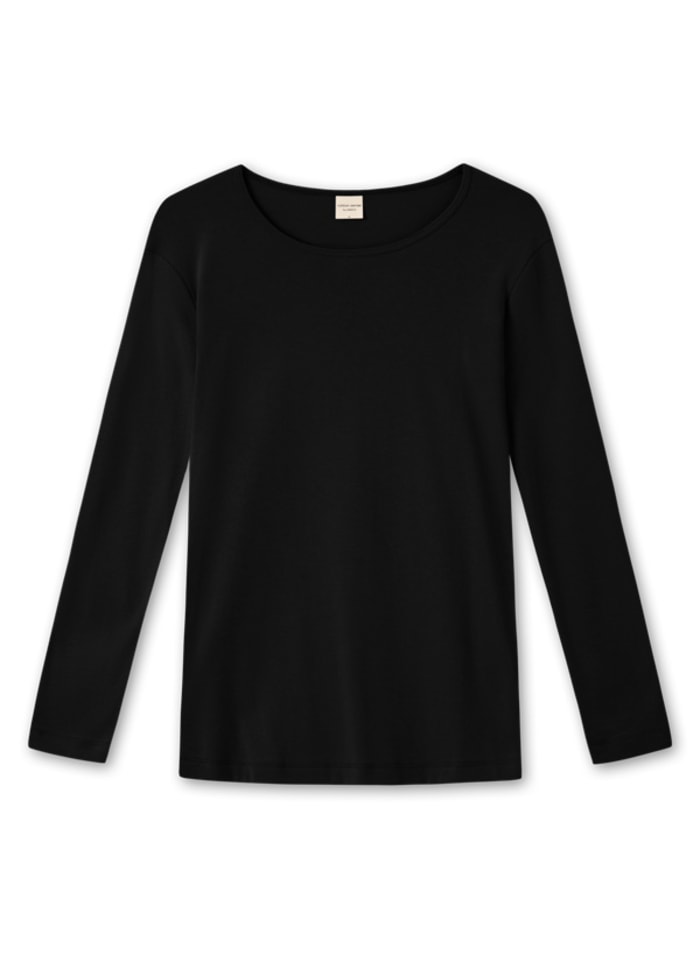 By Basics Long Sleeve Cotton Top Black Black