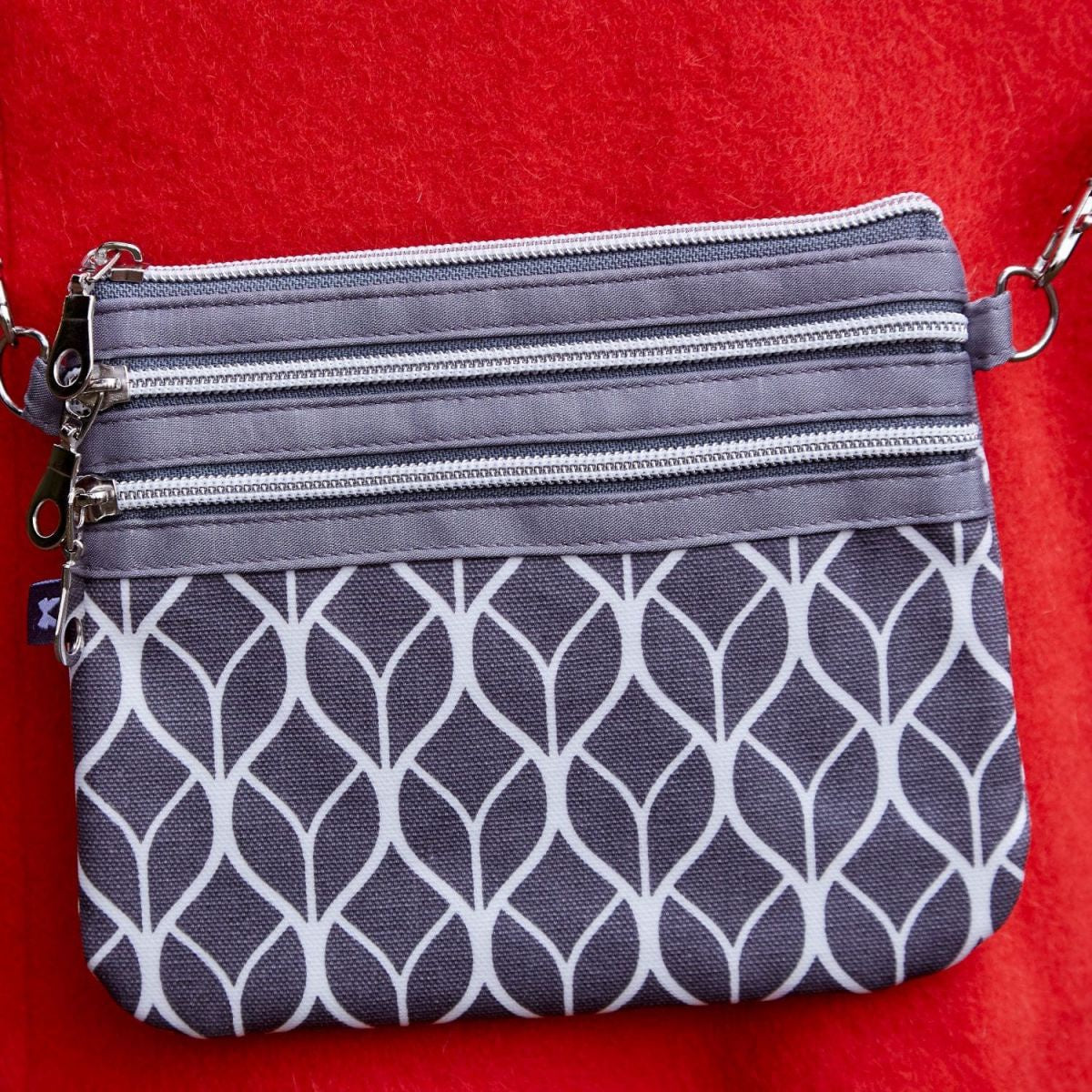 Earth Squared Grey Geometric 3 Zip Bag