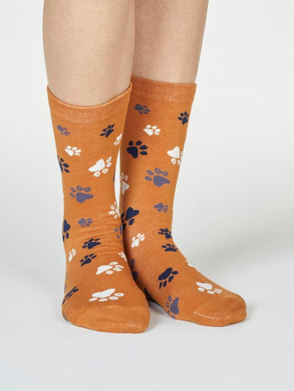 Thought Paw Print Socks Amber