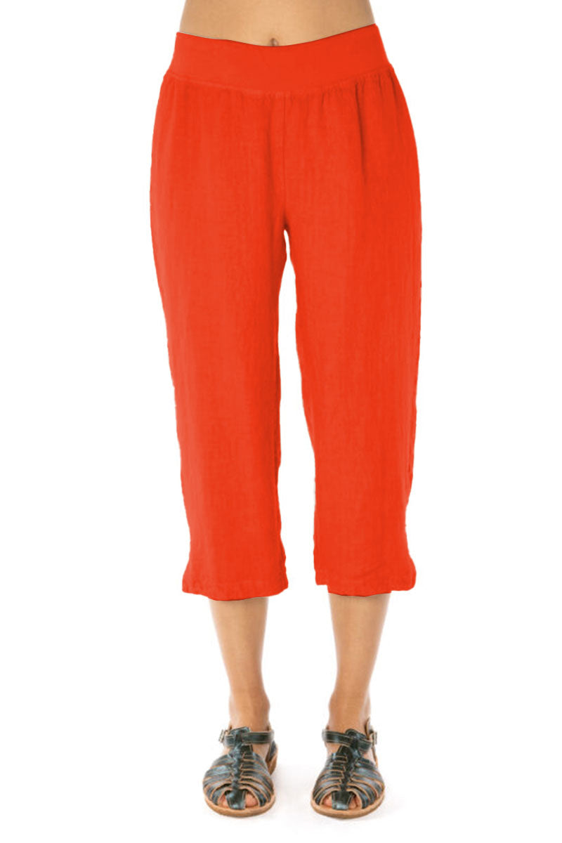 Cut Loose Linen Capri Trousers Harbour Red