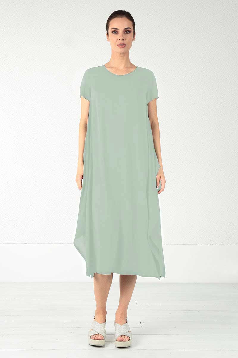 Grizas Silk Bamboo 91516 Pocket Dress Green