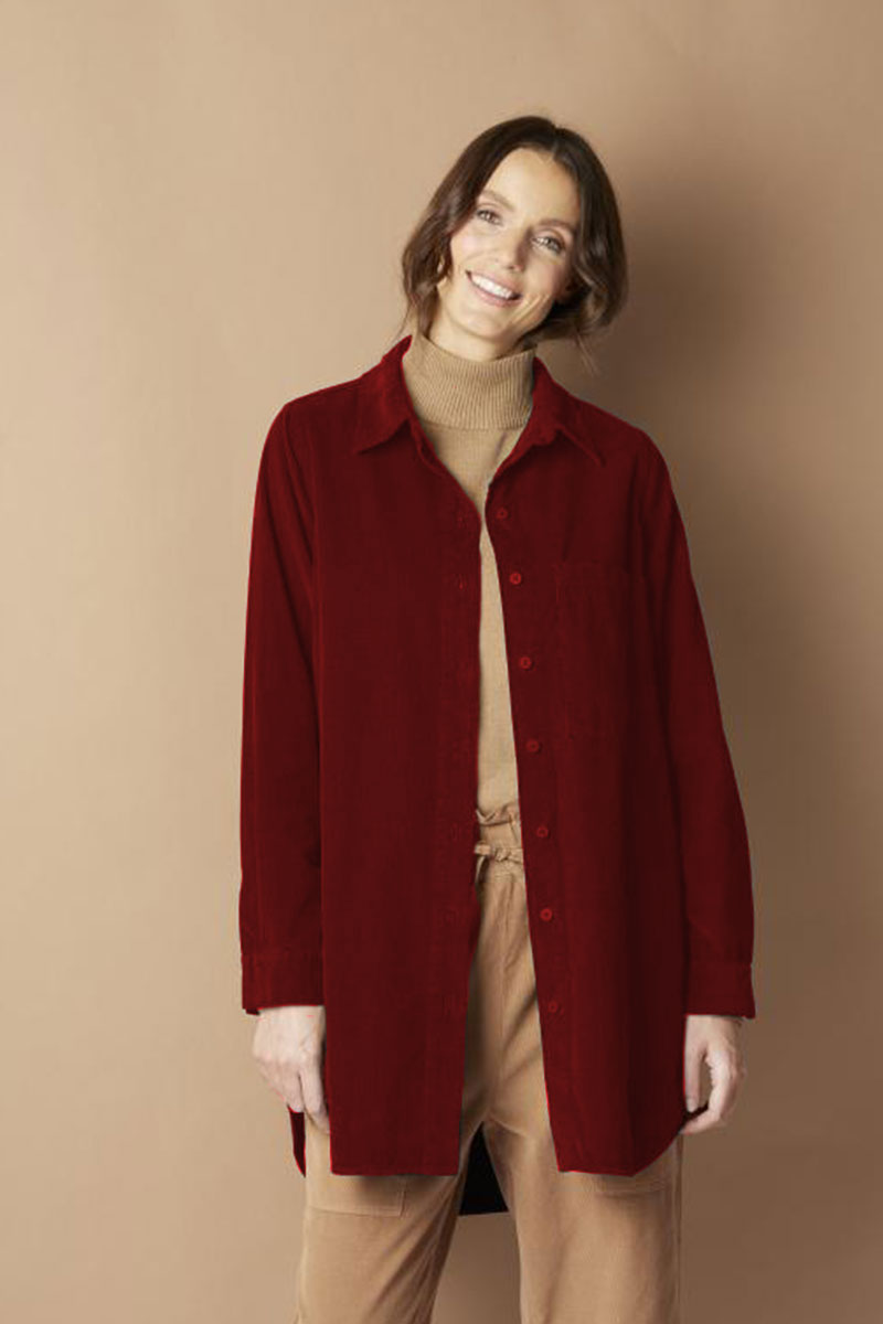 Yellow Label Long Corduroy Pocket Shirt Red