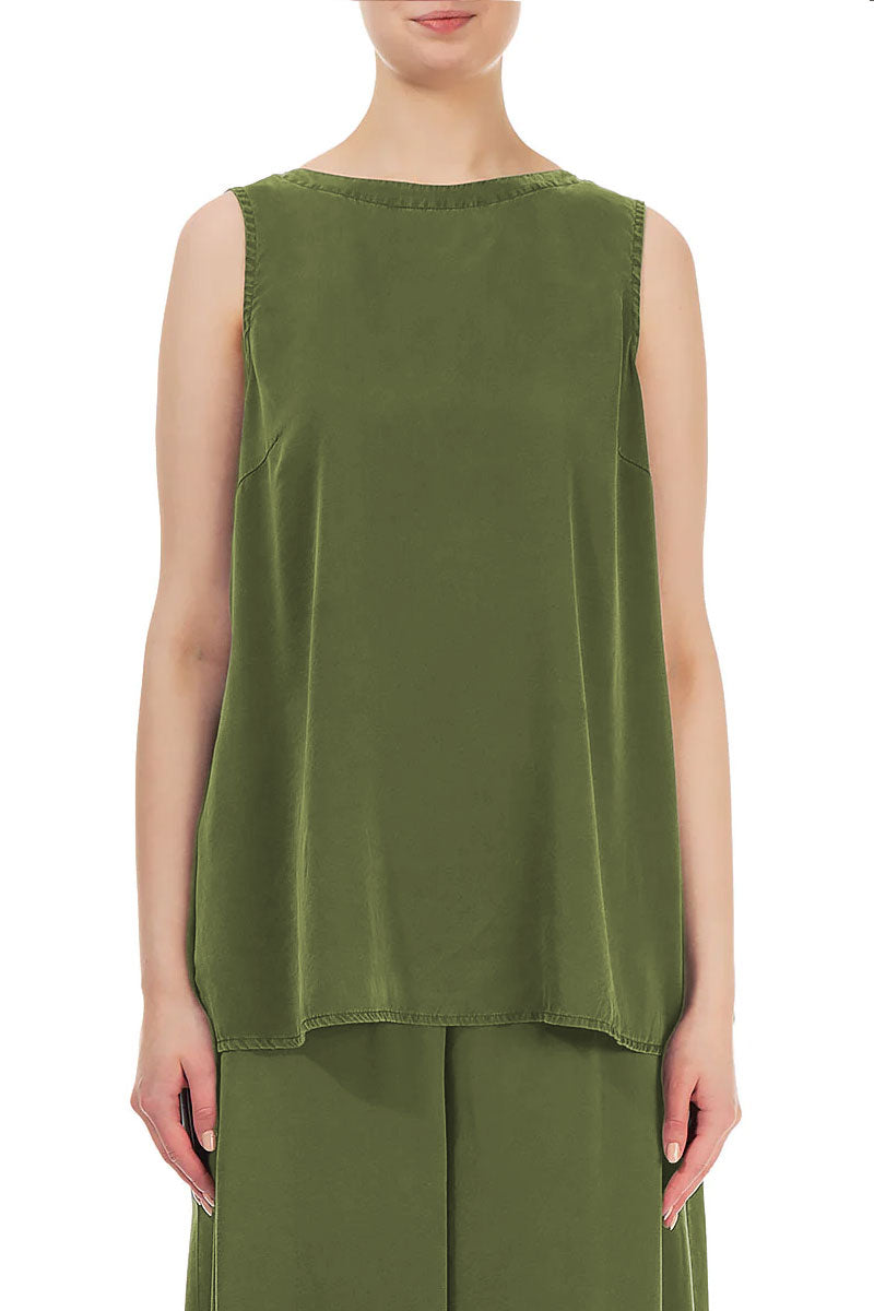 Grizas Sleeveless Silk Bamboo 52144 Top Green Green