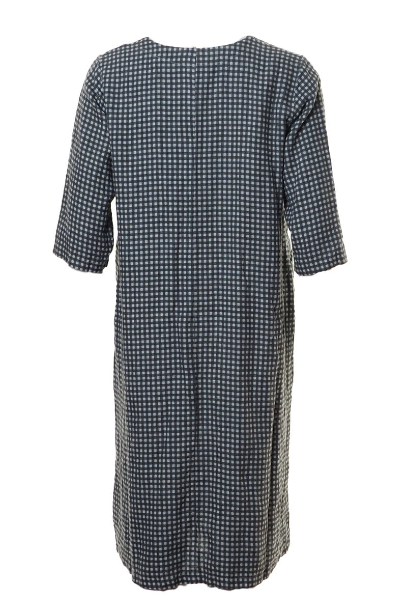 Thing Clothing Linen Check 6545 Dress Sky Blue