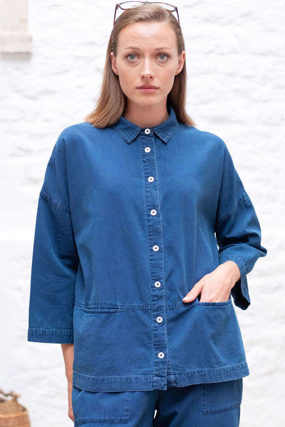 Bibico Anya Relaxed Blouse Textured Denim