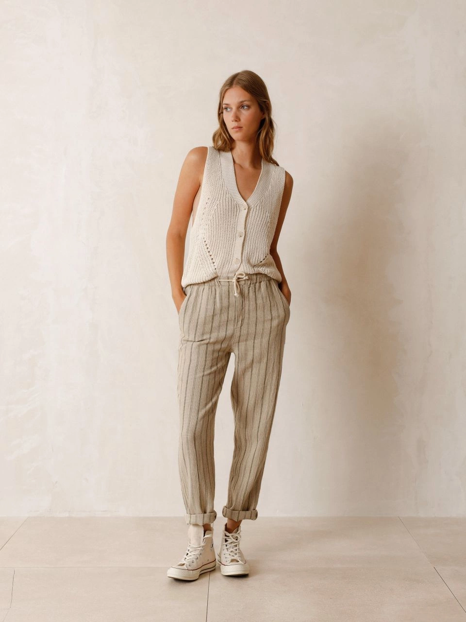 Indi & Cold Tommy Canvas Trousers Crudo