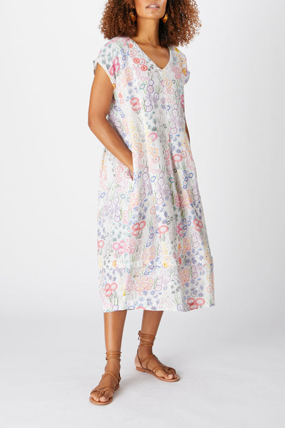 Sahara Vintage Flower Print Dress White